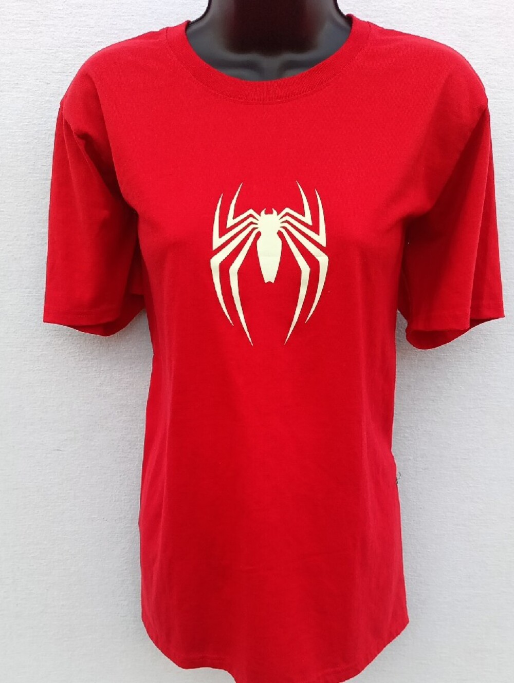 Men's XL Red Graphic Glow In Dark Spider Logo T-Shirt W Bold Back Skull Graphic